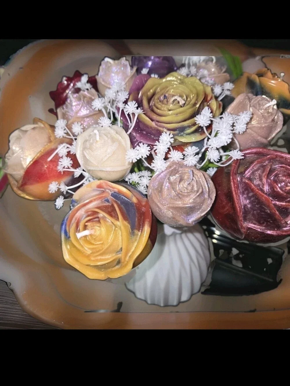 Stunning Realistic 16 Wax Rose Candles + Bonus Butterfly Bouquet Awesome Gift